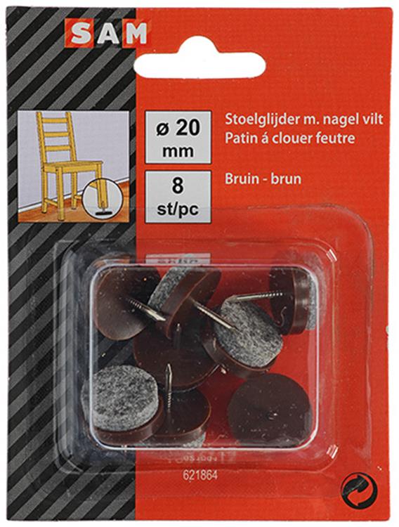Chargez l'image dans la visionneuse de la galerie, Mack 1047712 - stoelglijder met nagel vilt bruin ø 20 mm 8 st pcs | 6 stuks
