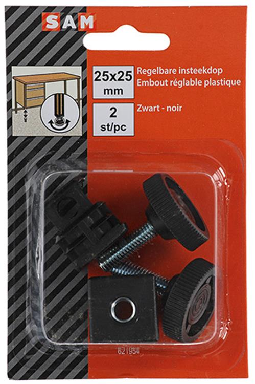Afbeelding laden in galerijviewer, Mack 1047774 - regelbare insteekdop zwart 25 x 25 mm 2 st pcs | 6 stuks
