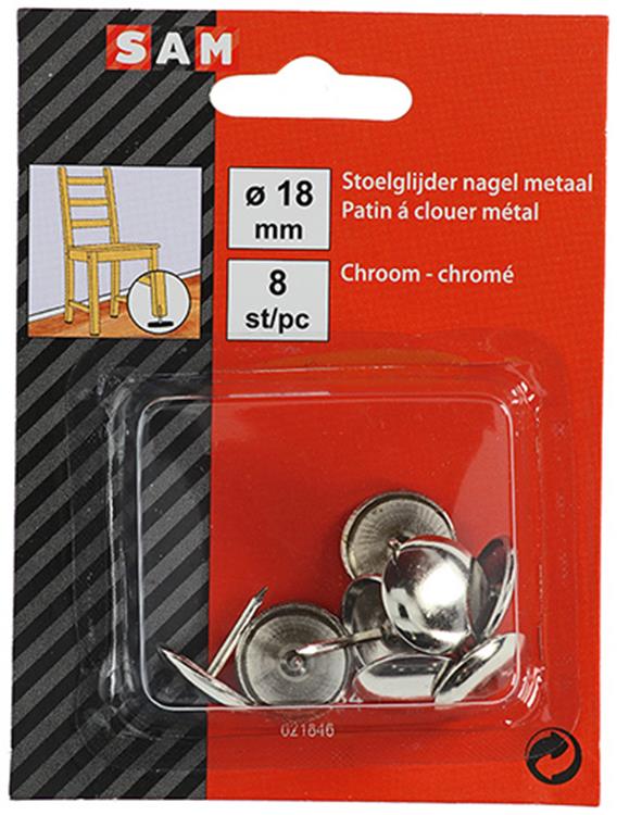Afbeelding laden in galerijviewer, Mack 1047784 - stoelglijder nagel metaal chroom ø 18 mm 8 st pcs | 6 stuks
