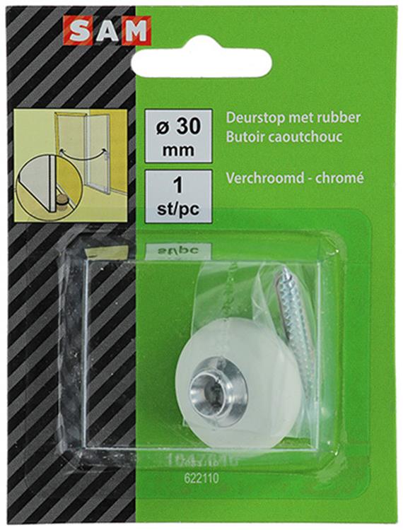 Afbeelding laden in galerijviewer, Mack 1047646 - deurstop met rubber verchroomd ø 30 mm 1 st pc | 6 stuks
