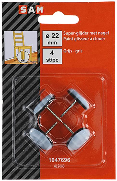 Afbeelding laden in galerijviewer, Mack 1047696 - super-glijder met nagel grijs ø 22 mm 4 st pcs | 6 stuks
