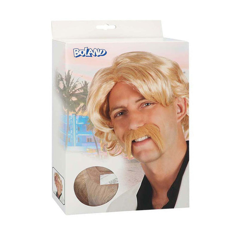 Load image into Gallery viewer, Boland blonde pruik met snor
