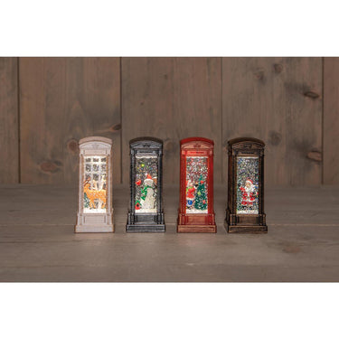 Anna's collection telefooncel led met beeld in glitterwater 5x11cm werkt op batterij 4 assorti