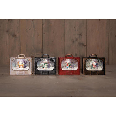 Anna's collection koffer led met beeld in glitterwater 12x5cm werkt op batterij 4 assorti
