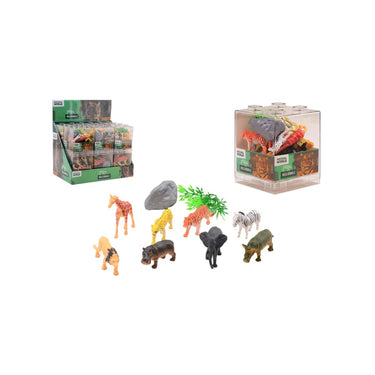 Johntoy animal world - 10-delige wilde dieren set in stapel kubus