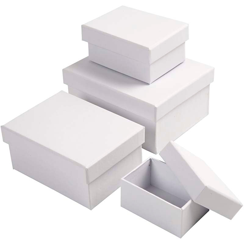 Load image into Gallery viewer, Creativ company https: www.cchobby.nl rechthoekige-dozen-afm-7-5x5x3-5-9-5x7x4-5-11-5x8-5x5-5-14x11x6-5-cm-wit-4-stuk-1-set
