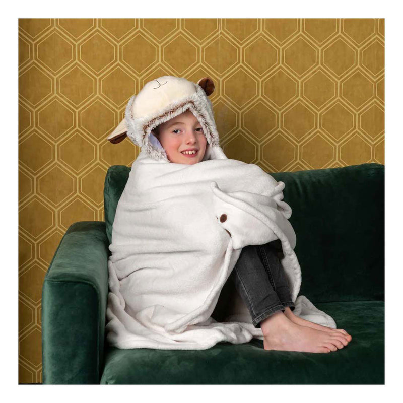 Load image into Gallery viewer, Noxxiez knuffeldeken met capuchon schaap, 130x100cm
