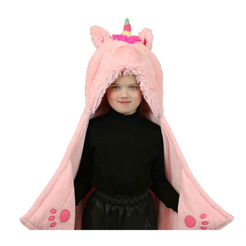 Noxxiez knuffeldeken met capuchon eenhoorn, 130x100cm