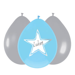 Haza witbaard ballonnen baby jongen, 6st.