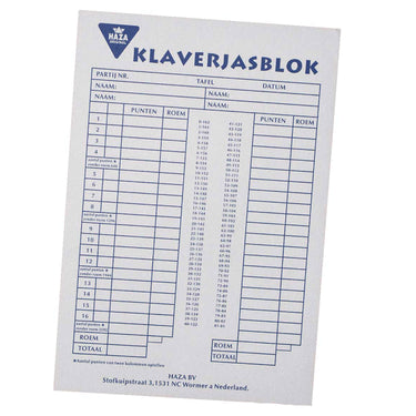 Haza witbaard klaverjasblok, 50 vellen