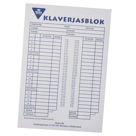 Haza klaverjasblok, 50 vellen
