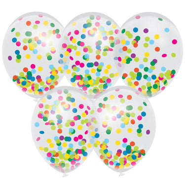 Haza witbaard confetti ballonnen kleur, 5st.