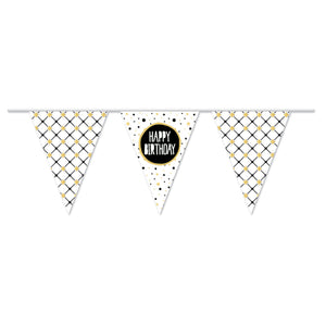 Haza witbaard vlaggenlijn happy birthday goud, 10mtr.