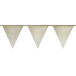 Haza witbaard vlaggenlijn goud glitter, 6mtr.