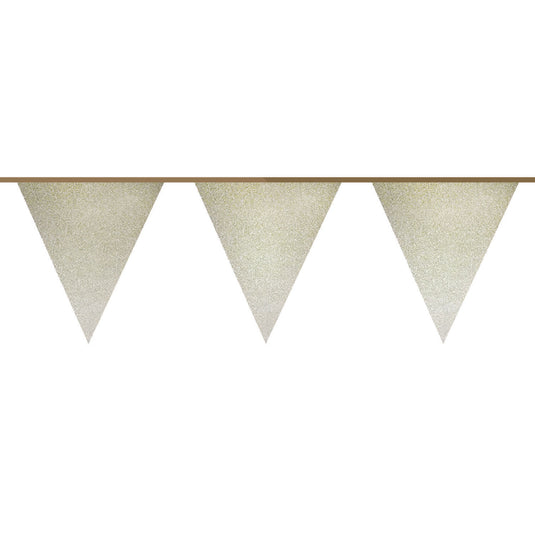 Haza witbaard vlaggenlijn goud glitter, 6mtr.