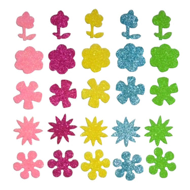 Haza witbaard foamstickers bloemen glitter, 25st.