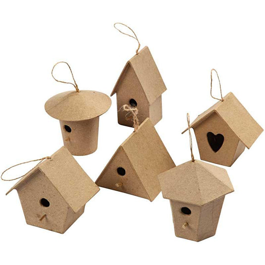 Creativ company mini vogelhuisjes, h: 7 cm, 6 stuk 1 doos