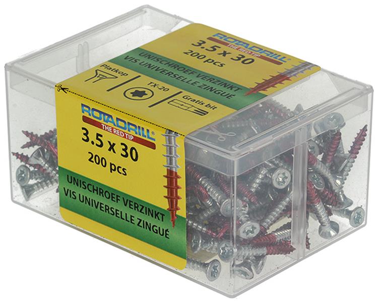 Afbeelding laden in galerijviewer, Rotadrill 1039989 - universeelschroef vktx vz 3.5x30mm (200) | 4 stuks
