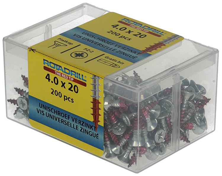 Afbeelding laden in galerijviewer, Rotadrill 1039971 - universeelschroef vkpzd vz 4.0x20mm (200) | 4 stuks
