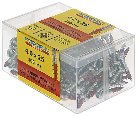 Rotadrill 1040030 - universeelschroef ckpzd vz 4.0x25mm (200) | 4 stuks