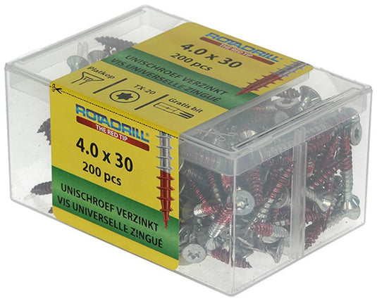 Rotadrill 1039992 - universeelschroef vktx vz 4.0x30mm (200) | 4 stuks