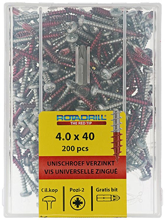 Rotadrill 1040032 - universeelschroef ckpzd vz 4.0x40mm (200) | 4 stuks