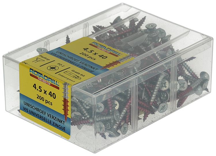 Afbeelding laden in galerijviewer, Rotadrill 1040023 - universeelschroef vkpzd vz 4.5x40mm (200) | 4 stuks
