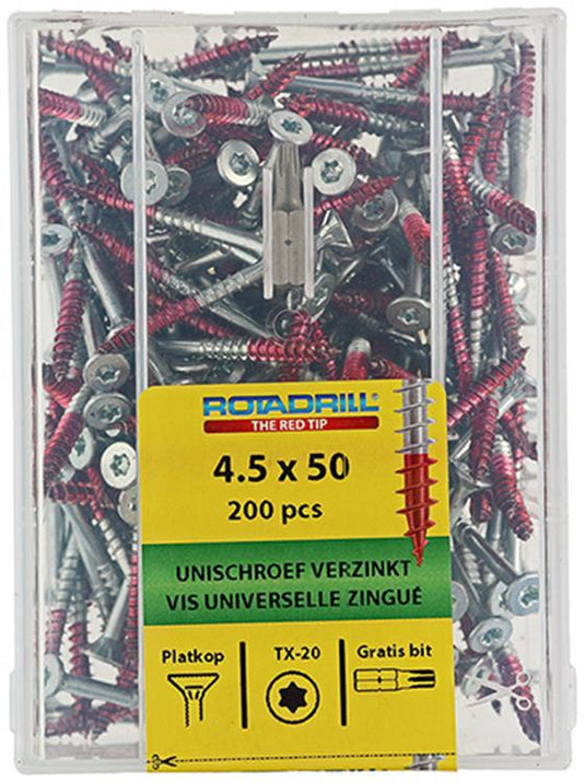 Rotadrill 1039998 - universeelschroef vktx vz 4.5x50mm (200) | 4 stuks