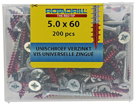 Rotadrill 1039981 - universeelschroef vkpzd vz 5.0x60mm (200) | 4 stuks