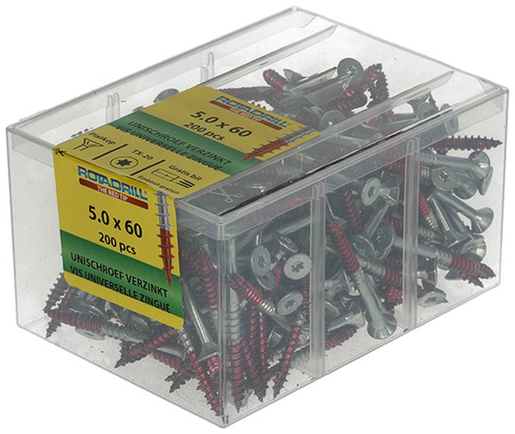 Afbeelding laden in galerijviewer, Rotadrill 1040000 - universeelschroef vktx vz 5.0x60mm (200) | 4 stuks
