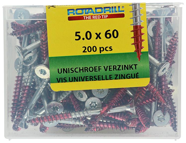 Afbeelding laden in galerijviewer, Rotadrill 1040000 - universeelschroef vktx vz 5.0x60mm (200) | 4 stuks
