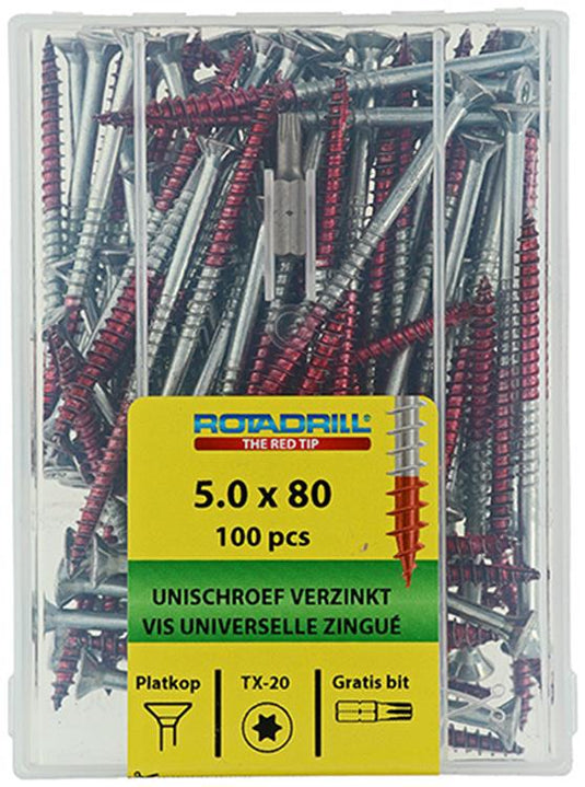 Rotadrill 1040002 - universeelschroef vktx vz 5.0x80mm (100) | 4 stuks