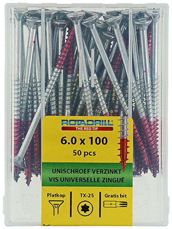Afbeelding laden in galerijviewer, Rotadrill 1040004 - universeelschroef vktx vz 6.0x100mm (50) | 4 stuks
