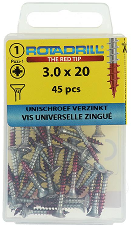 Rotadrill 1039769 - universeelschroef vk pzd vz 3.0x20mm (45) | 6 stuks