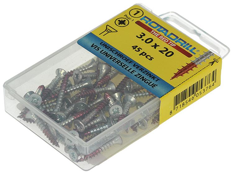 Afbeelding laden in galerijviewer, Rotadrill 1039769 - universeelschroef vk pzd vz 3.0x20mm (45) | 6 stuks
