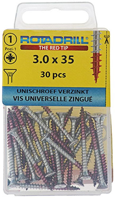 Rotadrill 1039771 - universeelschroef vk pzd vz 3.0x35mm (30) | 6 stuks