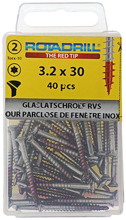 Afbeelding laden in galerijviewer, Rotadrill 1039915 - glaslatschroef lk torx rvs-410 3.2x30mm (40) | 6 stuks
