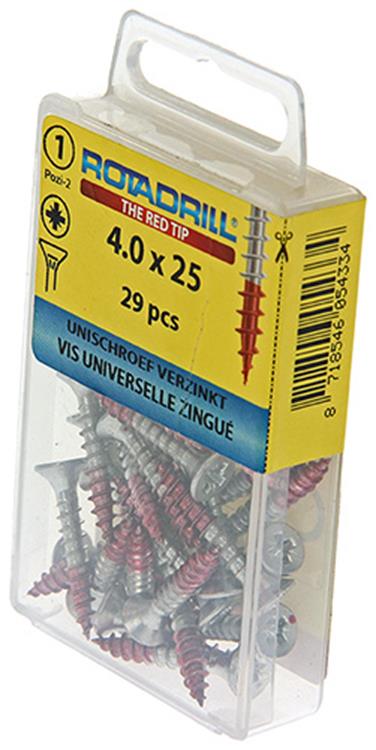 Afbeelding laden in galerijviewer, Rotadrill 1039776 - universeelschroef vk pzd vz 4.0x25mm (29) | 6 stuks
