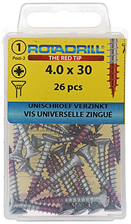 Rotadrill 1039777 - universeelschroef vk pzd vz 4.0x30mm (26) | 6 stuks