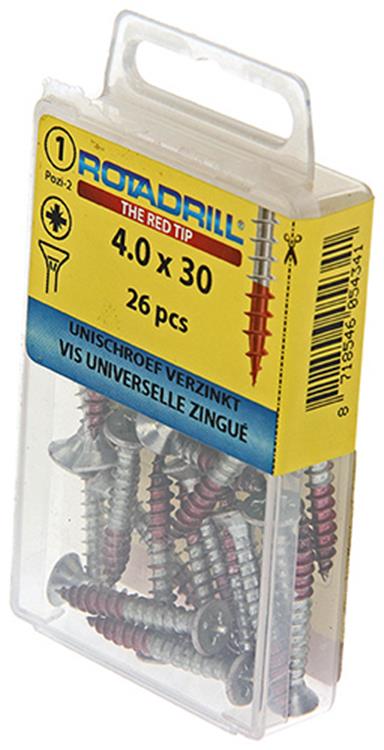 Rotadrill 1039777 - universeelschroef vk pzd vz 4.0x30mm (26) | 6 stuks