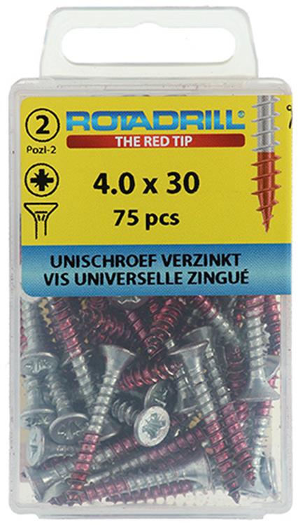 Afbeelding laden in galerijviewer, Rotadrill 1039800 - universeelschroef vk pzd vz 4.0x30mm (75) | 6 stuks
