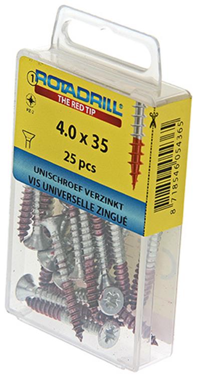 Rotadrill 1039778 - universeelschroef vk pzd vz 4.0x35mm (25) | 6 stuks
