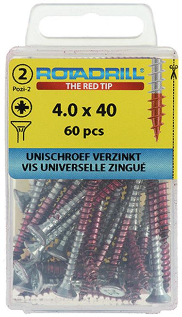 Rotadrill 1039801 - universeelschroef vk pzd vz 4.0x40mm (60) | 6 stuks