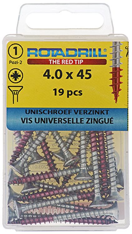 Afbeelding laden in galerijviewer, Rotadrill 1039780 - universeelschroef vk pzd vz 4.0x45mm (19) | 6 stuks
