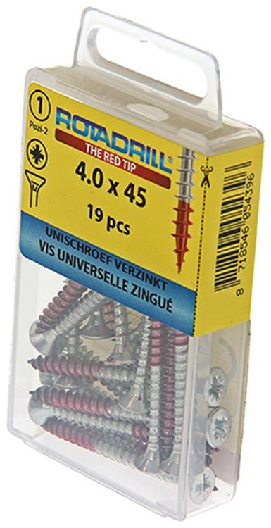 Afbeelding laden in galerijviewer, Rotadrill 1039780 - universeelschroef vk pzd vz 4.0x45mm (19) | 6 stuks
