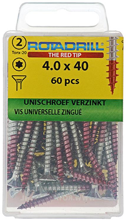 Afbeelding laden in galerijviewer, Rotadrill 1039937 - universeelschroef vktx vz 4.0x40mm (60) | 6 stuks
