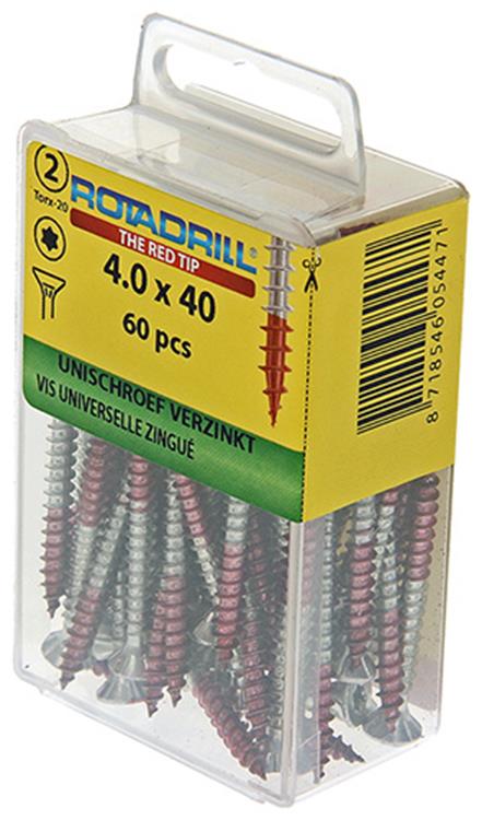 Afbeelding laden in galerijviewer, Rotadrill 1039937 - universeelschroef vktx vz 4.0x40mm (60) | 6 stuks
