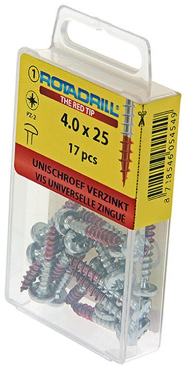Rotadrill 1039844 - universeelschroef ck pzd vz 4.0x25mm (17) | 6 stuks