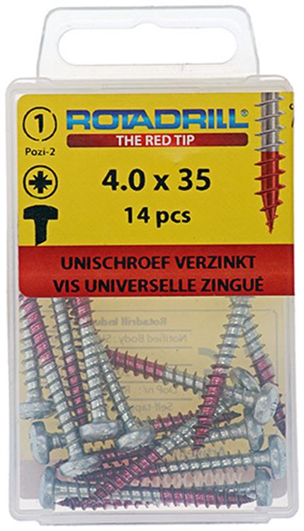 Rotadrill 1039845 - universeelschroef ck pzd vz 4.0x35mm (14) | 6 stuks