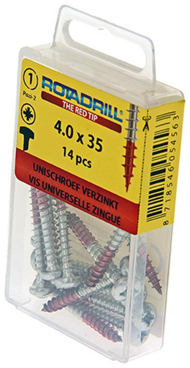 Afbeelding laden in galerijviewer, Rotadrill 1039845 - universeelschroef ck pzd vz 4.0x35mm (14) | 6 stuks
